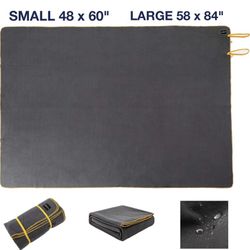 100% Waterproof Picnic Blanket Travel Camping Blanket Grey Outdoor Blankets for All Weather, Double Polar Fleece & Portable Elastic Strap Design