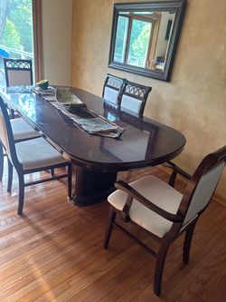 Dark Wood Dining Table with Chairs