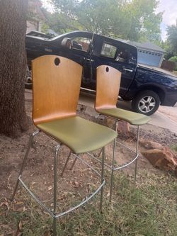 Set of 2 Bar Stools with Wood Back