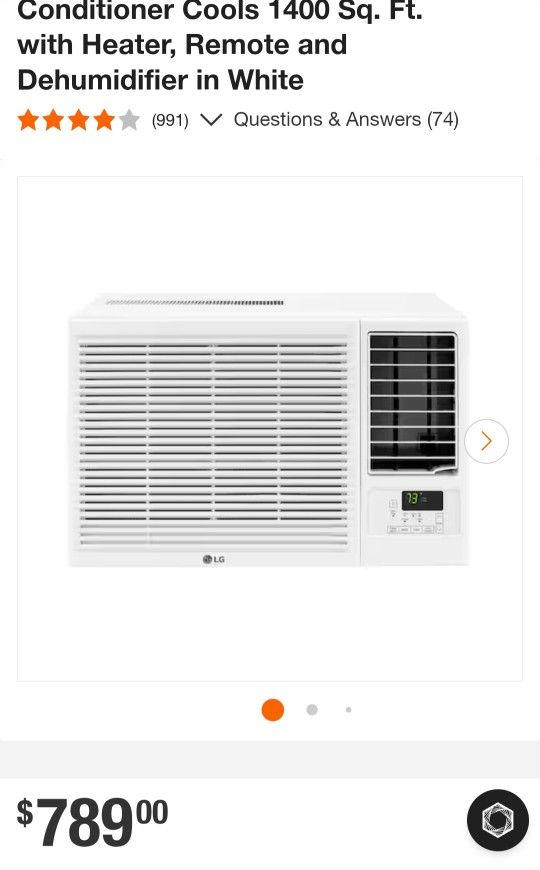 LG 23,000 BTU 230V Window Air Conditioner Cools 1400 Sq. Ft. with Heater, Remote/Dehumidifer #8618