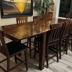  Beautiful Tall Wood Dining table And 8 chairs