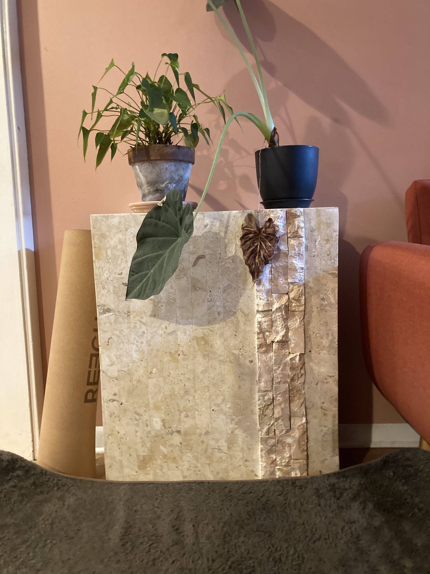 3 Vintage Maitland Smith Tesselated Stone Console Table