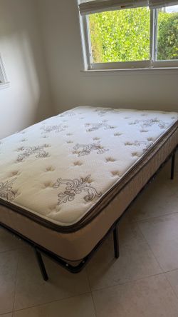 Queen Sized Mattress and Bed Stand