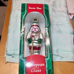 Vintage Skiing Nutcracker Glass Blown Ornament Santa’s Best  