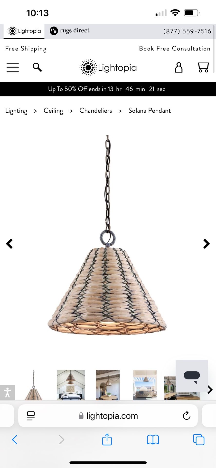 Brand New Never Used Solana Woven Pendant Light
