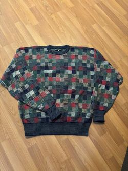 Bachrach XL Vintage Multi-Color Patchwork Knit Sweater