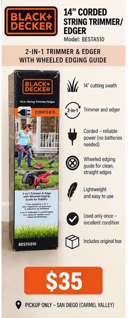 Black+Decker 14" Corded String Trimmer/Edger BESTA510