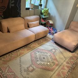 Poly And Bark Blush Pink Sectional  Mint Condition 