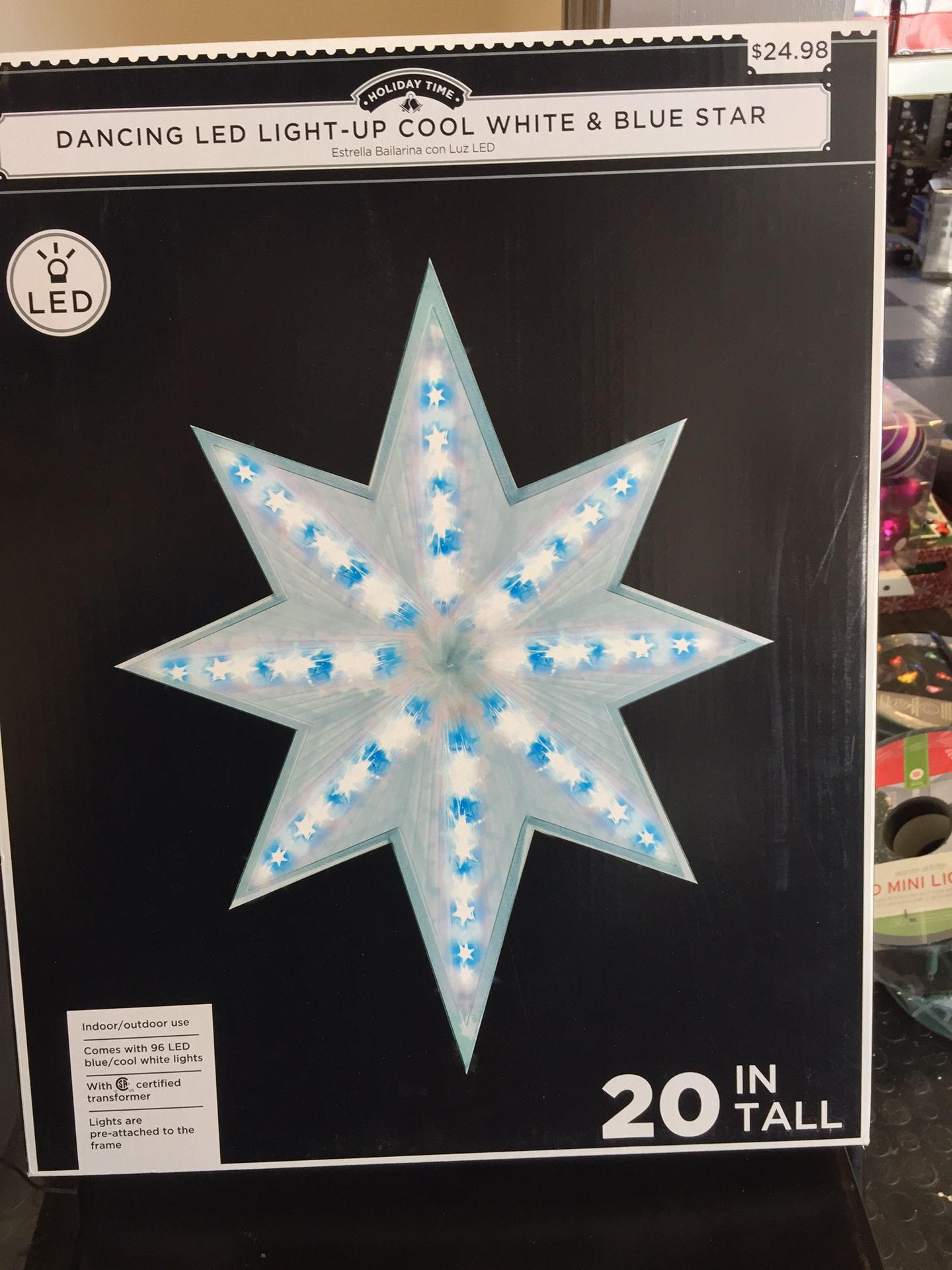 20” tall LED dancing star blue & white