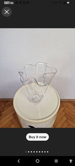 Hand Blown Murano Clear Glass Vase. Vintage.