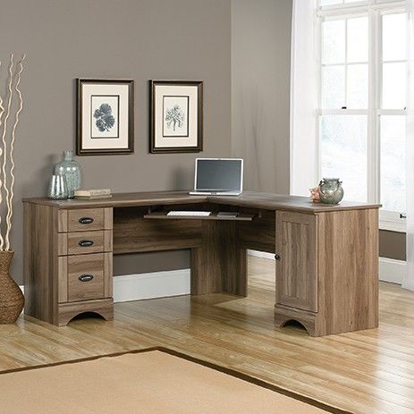 Sauder Harbor View L Shaped Computer Desk - salt oak