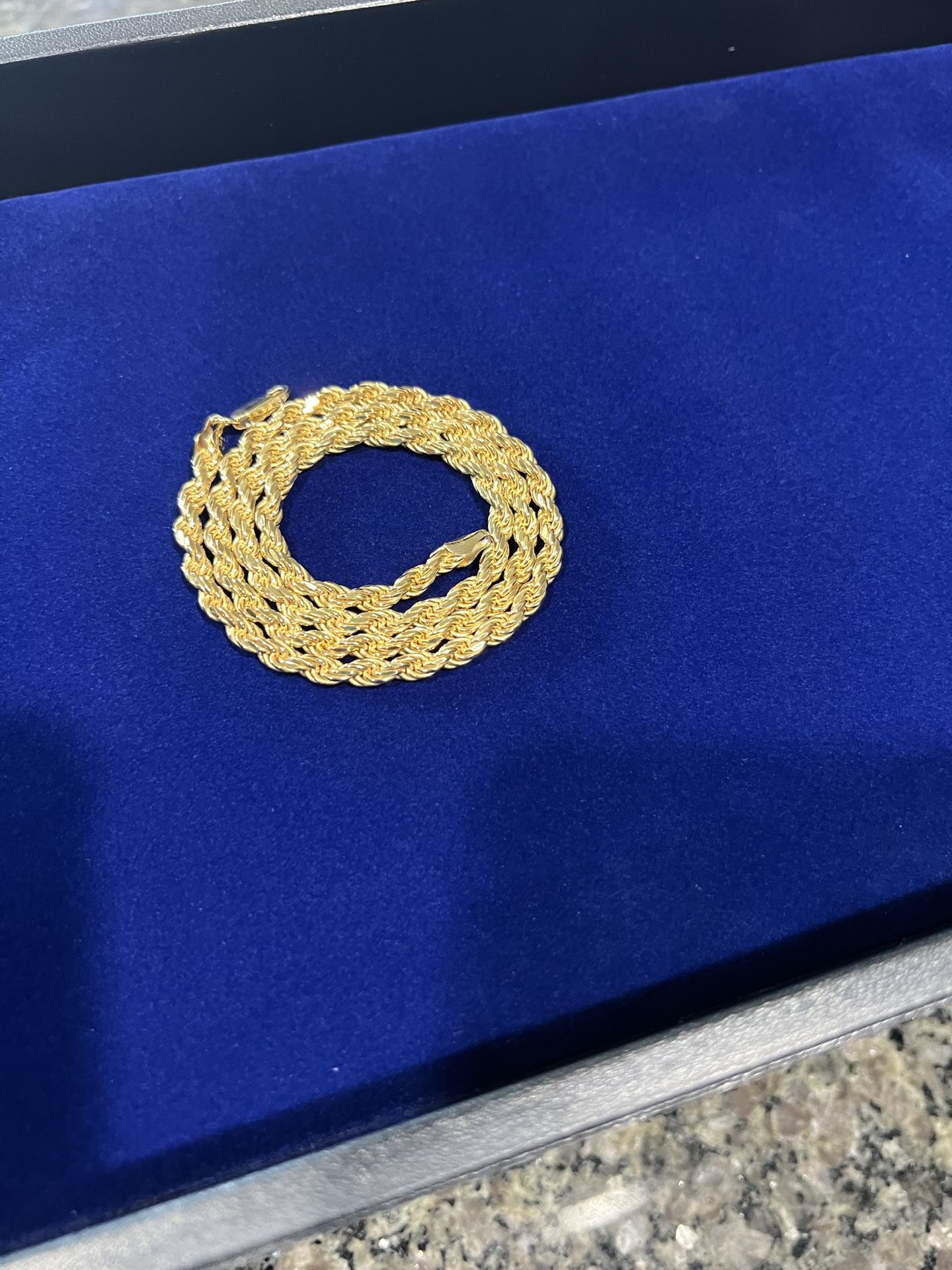 5MM 22 inch 14k gold over 925 sterling silver rope chain made in Italy(41.4g)