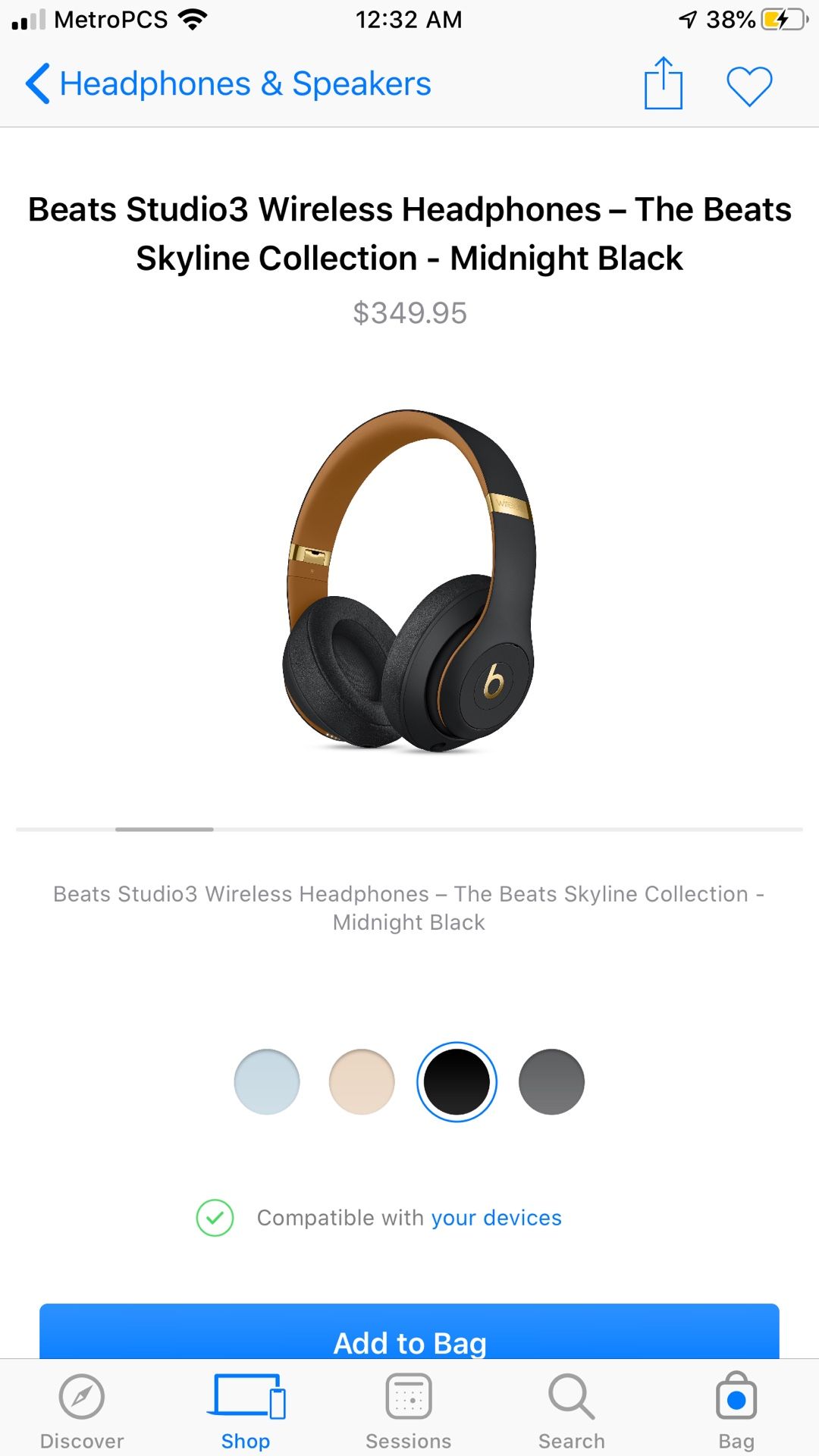 Beats studio 3 wireless skyline collection midnight black