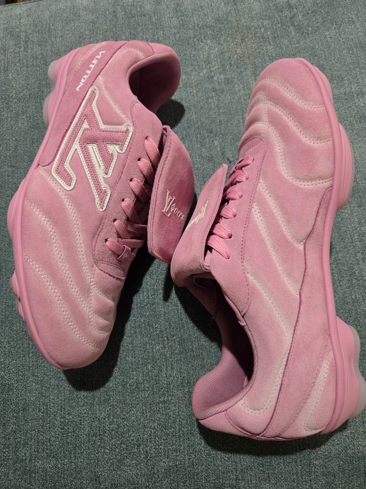 Louis Vuitton Footprint Soccer Sneaker Mens, Pink, Size 7.5
