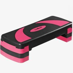 30" Adjustable Workout Aerobic Step Platform W/4 Risers 4"6"g" Pink Non-Slip Surface,