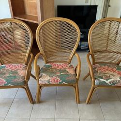 1970’s Vintage Six Tropical Print Dining Chairs 