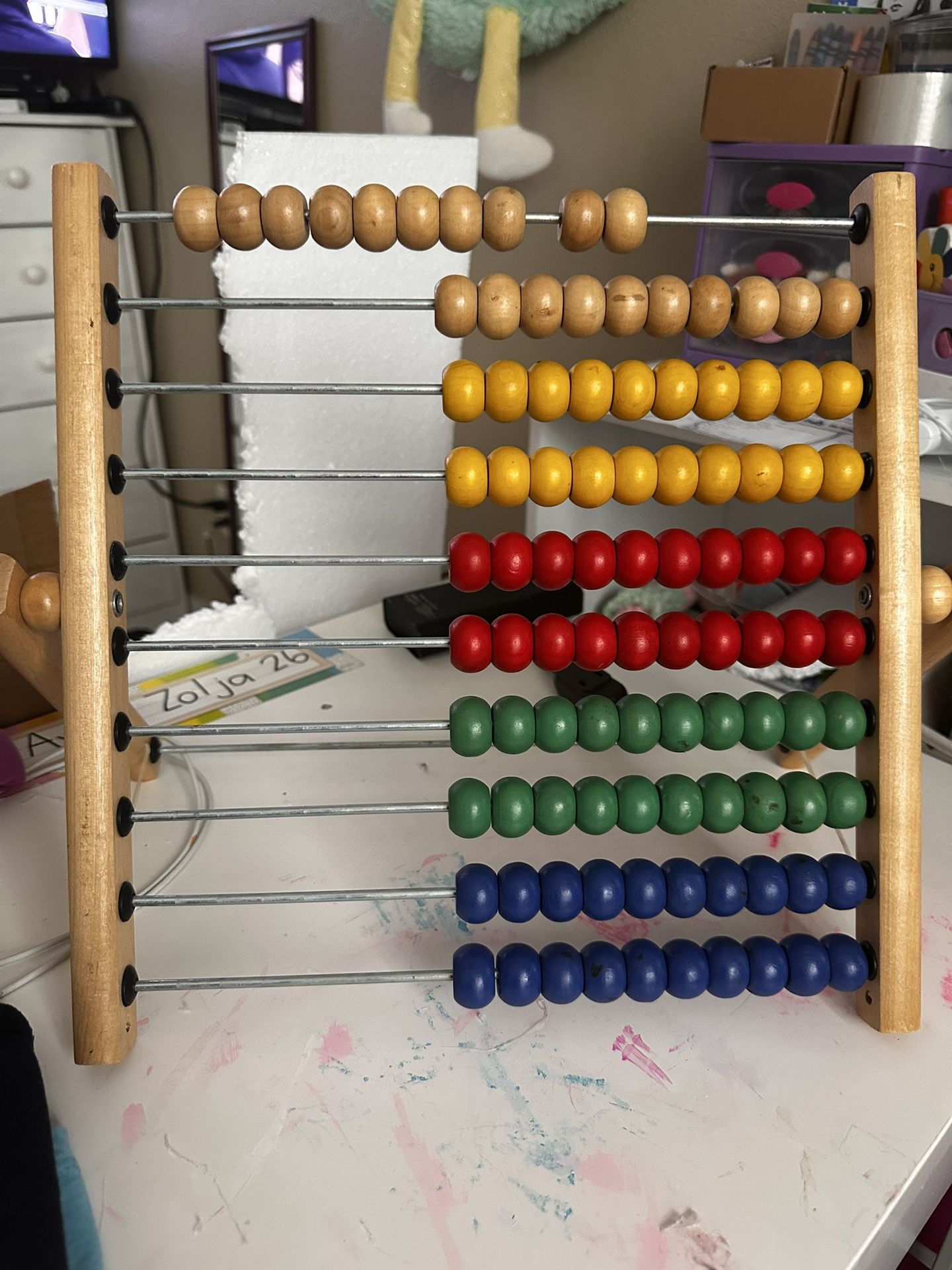 Wooden Abacus Colorful Beads Educational Counting Toy 10 Rows 