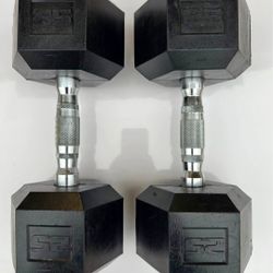 New Rubber Coated Hex Dumbbells (2x25Lbs) for $45 Firm (Walnut 91789)