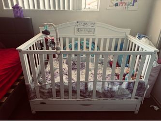 Graco Story 5-in-1 Convertible Baby Crib with Drawer and Reversible Headboard, White