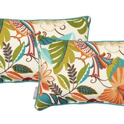 New - Tropic Floral Indoor/ Outdoor Accent Throw Pillow - Lumbar - Set of 2 (11.5" x 18.5")