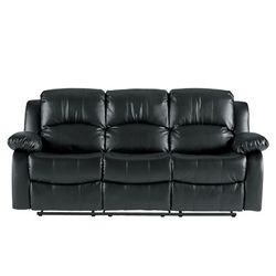 Brand new black leather reclining sofa