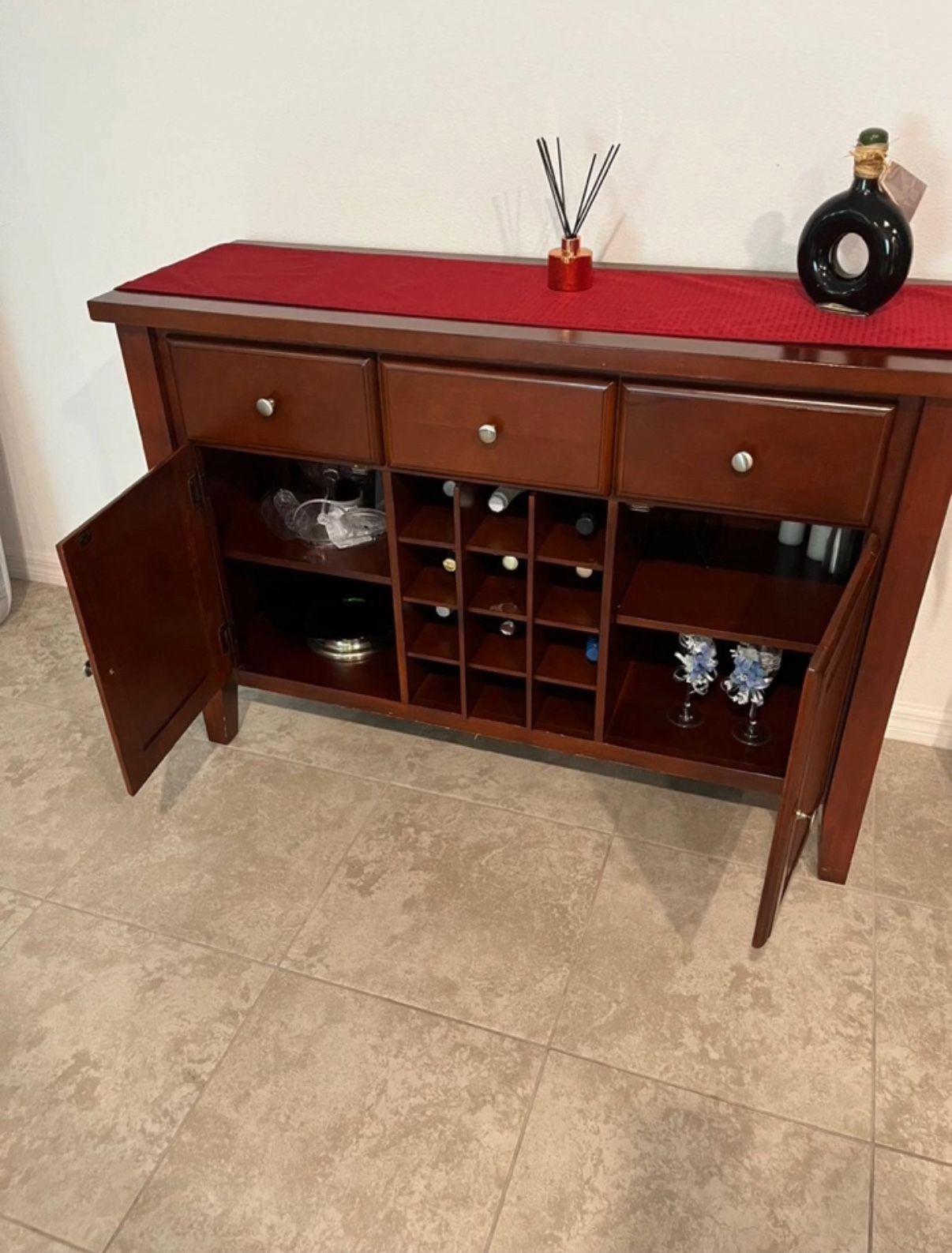 Wine Cabinet – Solid Wood, Like New!