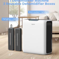 Dehumidifiers for Home, 101oz Dehumidifier & 2pack Reusable Dehumidifying Boxes - Auto Shut Off Auto Defrost Quiet Dehumidifiers for Bathroom Room War