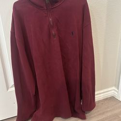 Polo Ralph Lauren Quarter Zip Pullover – Burgundy Red – XL Tall – Excellent Condition