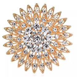 Wuli&baby Rhinestone Round Brooches For Women Men 2-color  Shinning Sunflower Party Office Brooch Pin Gifts   Message me if you are interested in a bu