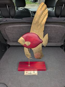 Mcm mid century modern art angel fish wood brass