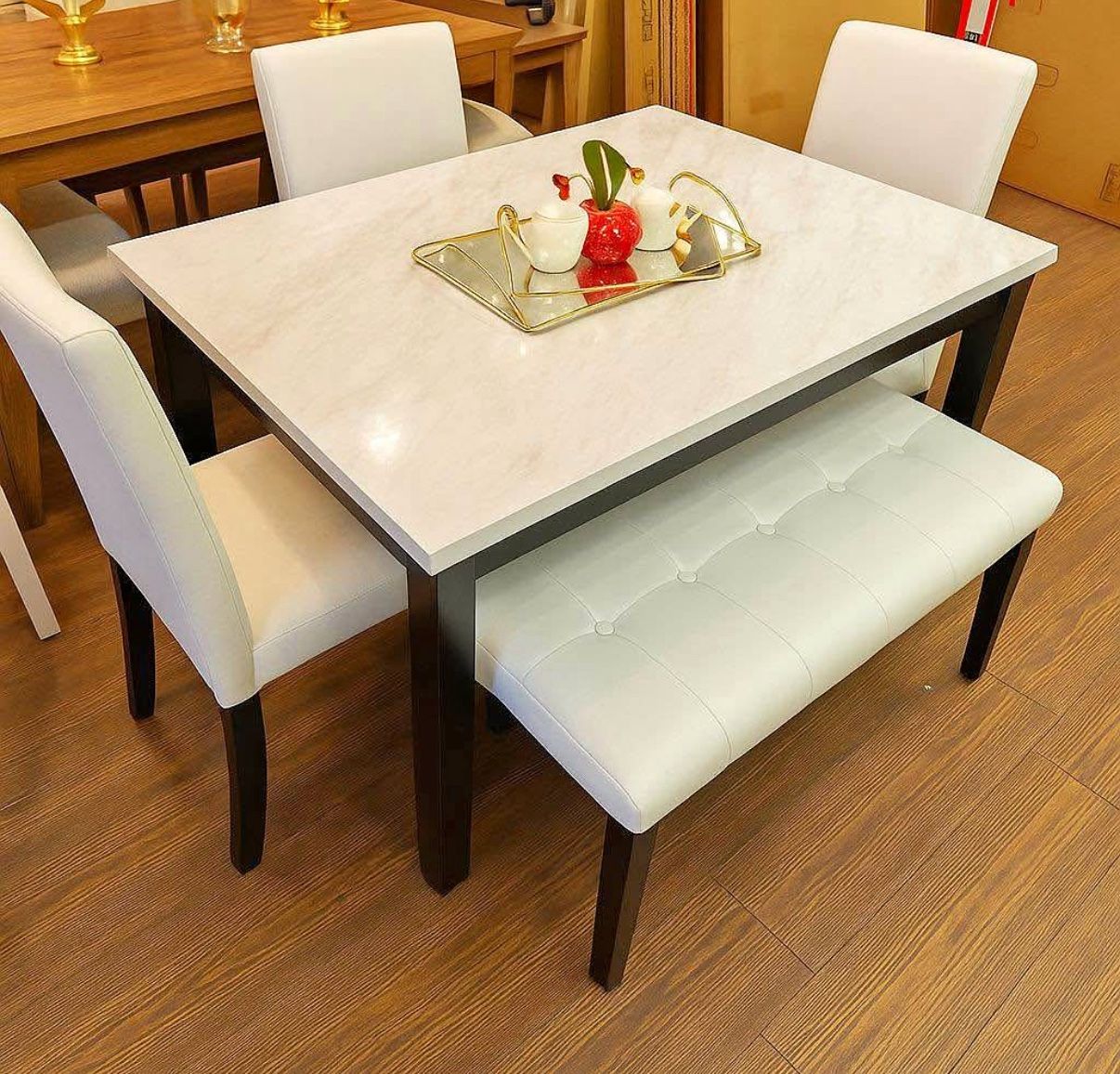 Dining Set With 3 Chairs And A Bench