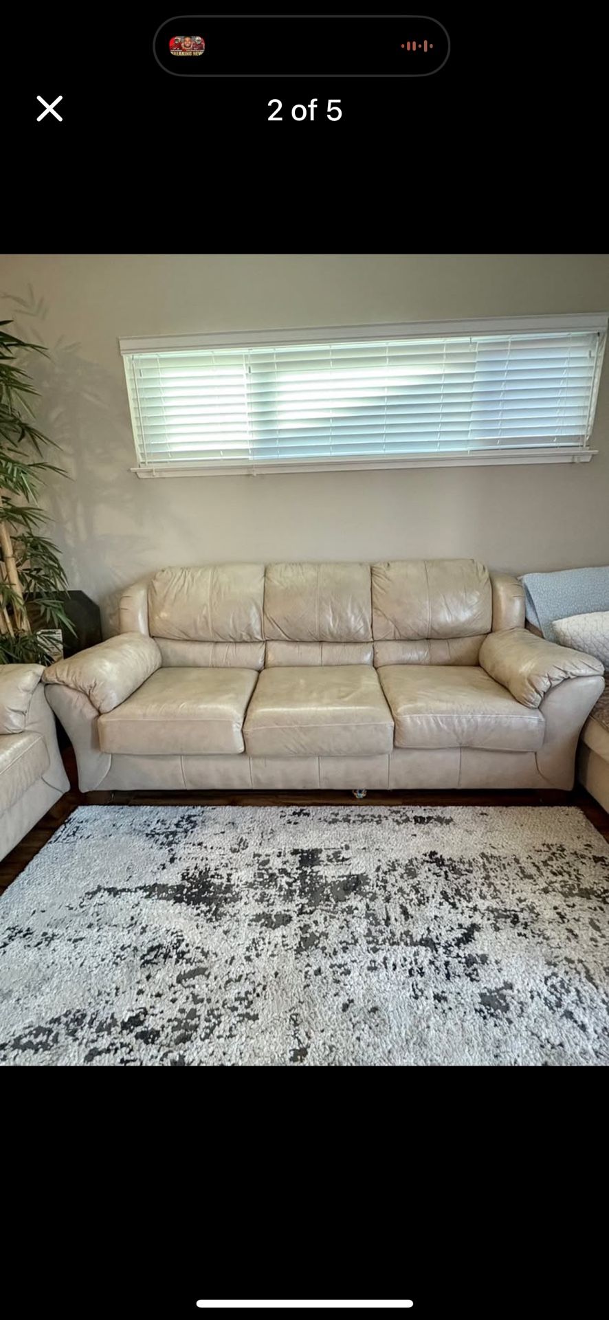 Leather sofa couch - Light beige