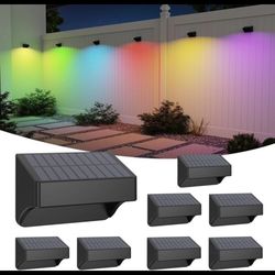 8 Packs Solar Power Fence Lights Deck Door Wall Stair Step Outdoor Garden Decor