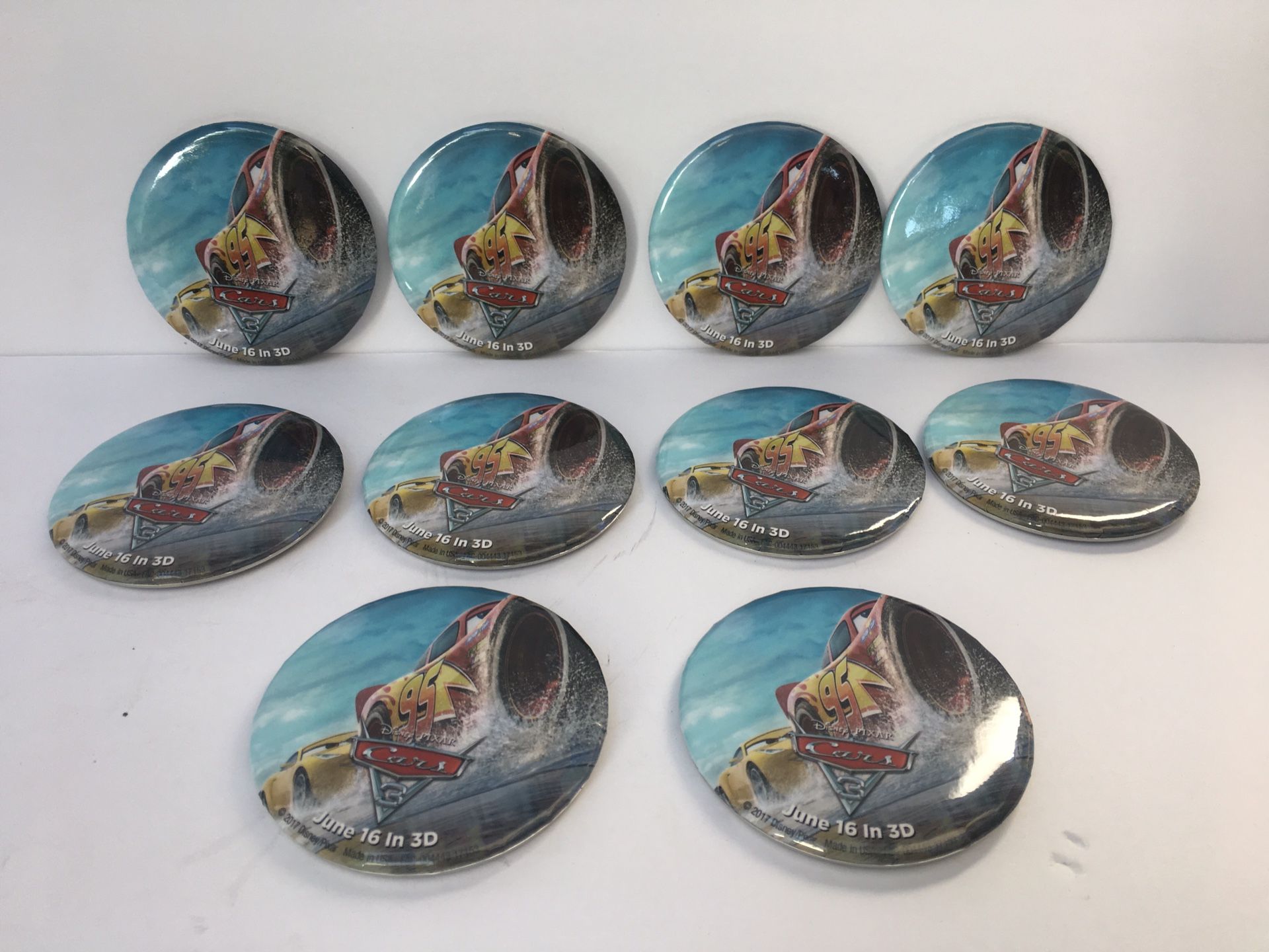 Ten New Promo Disney Promo Pins for Cars 3 * Never Used