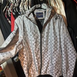 Grey Windbreaker Zip Up Jacket