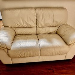 Leather Couch And Chair With Ottoman 