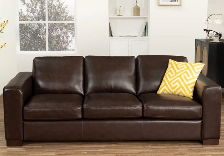 Dark Brown Leather Sofa 