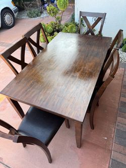 Wood Dining Table with 6 Chairs