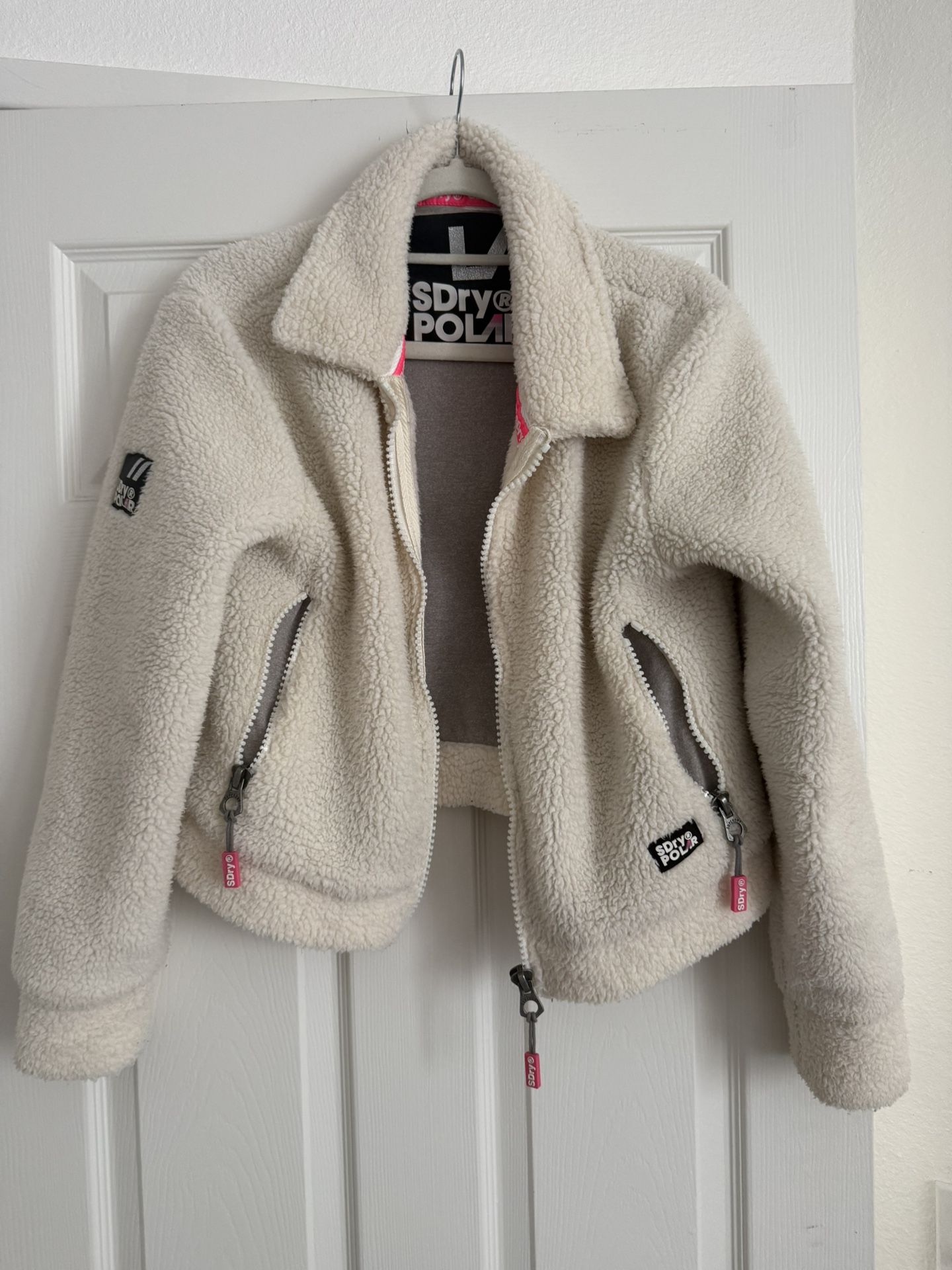SuperDry Fleece Jacket – Cream (S/M)