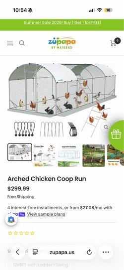 Zupapa arched chicken coop run