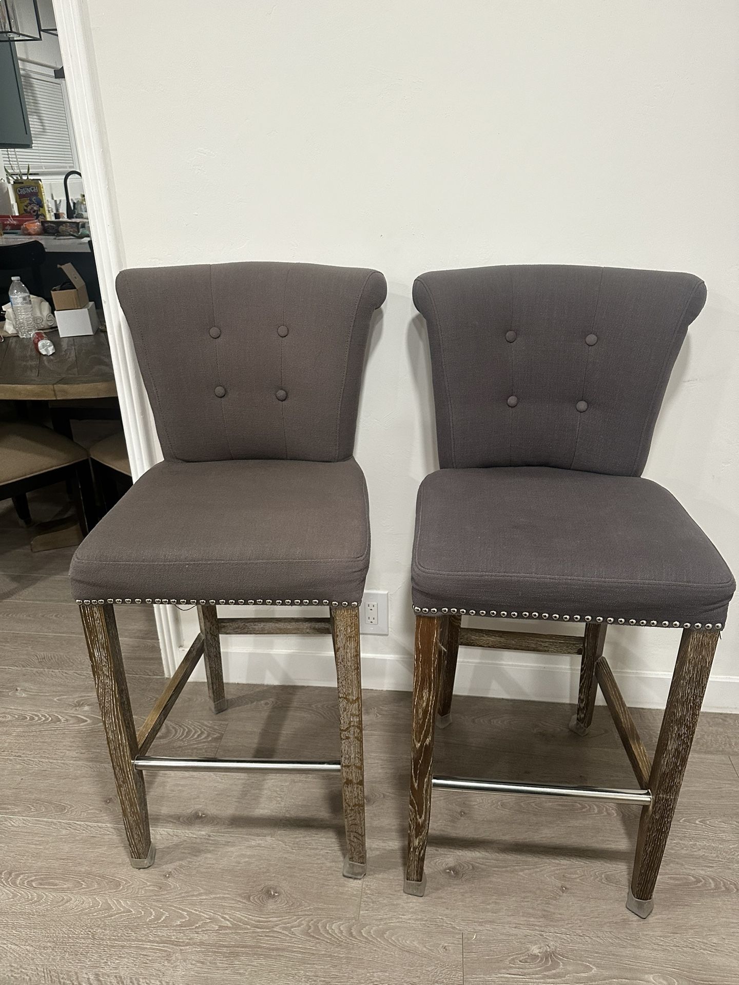 Gray Studded Bar Stools