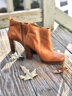 Women’s Saddle Block Heel Leather Platform Booties