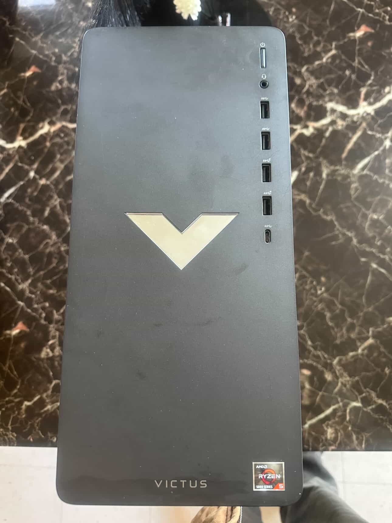HP Victus 15L Gaming Desktop PC, AMD Ryzen 5 5600G, AMD RX6400, 8GB RAM, 512GB SSD, Mica Silver, Windows 11 Home, TG02-0013w