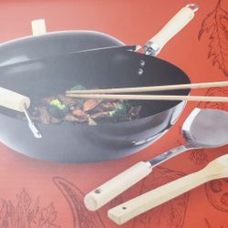 Wok Set 5 Piece 14" Preseasoned Wok Set