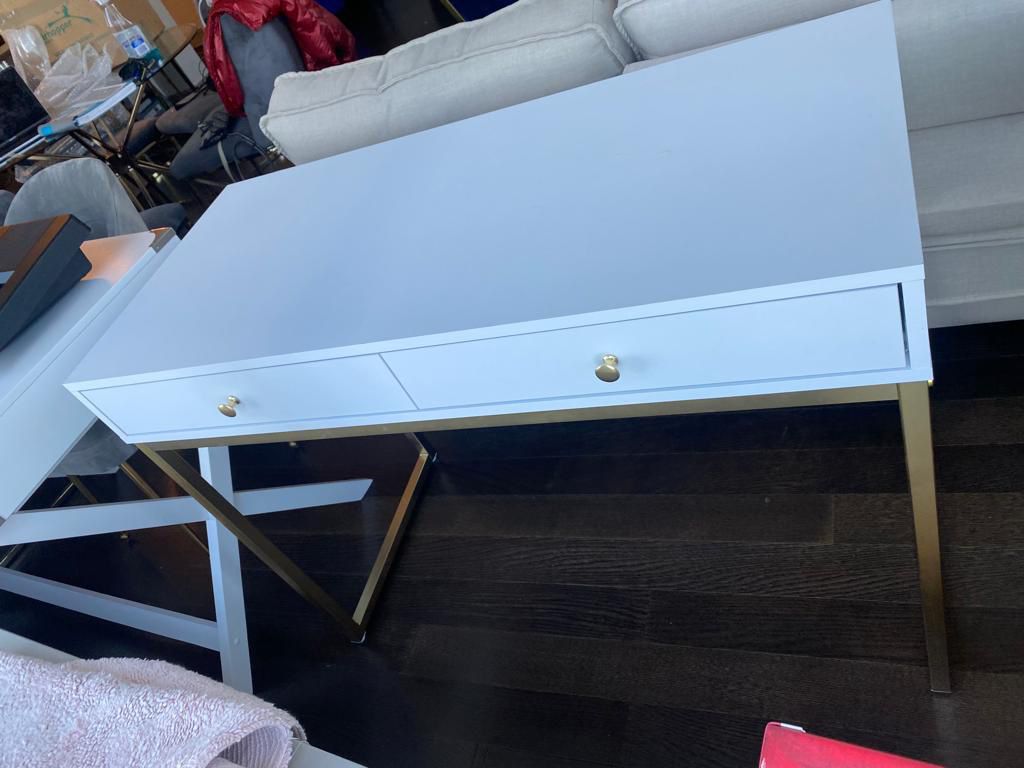 White Desk With Golden Touches
