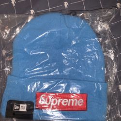 Supreme New Era Box Logo Beanie Cyan (FW25)