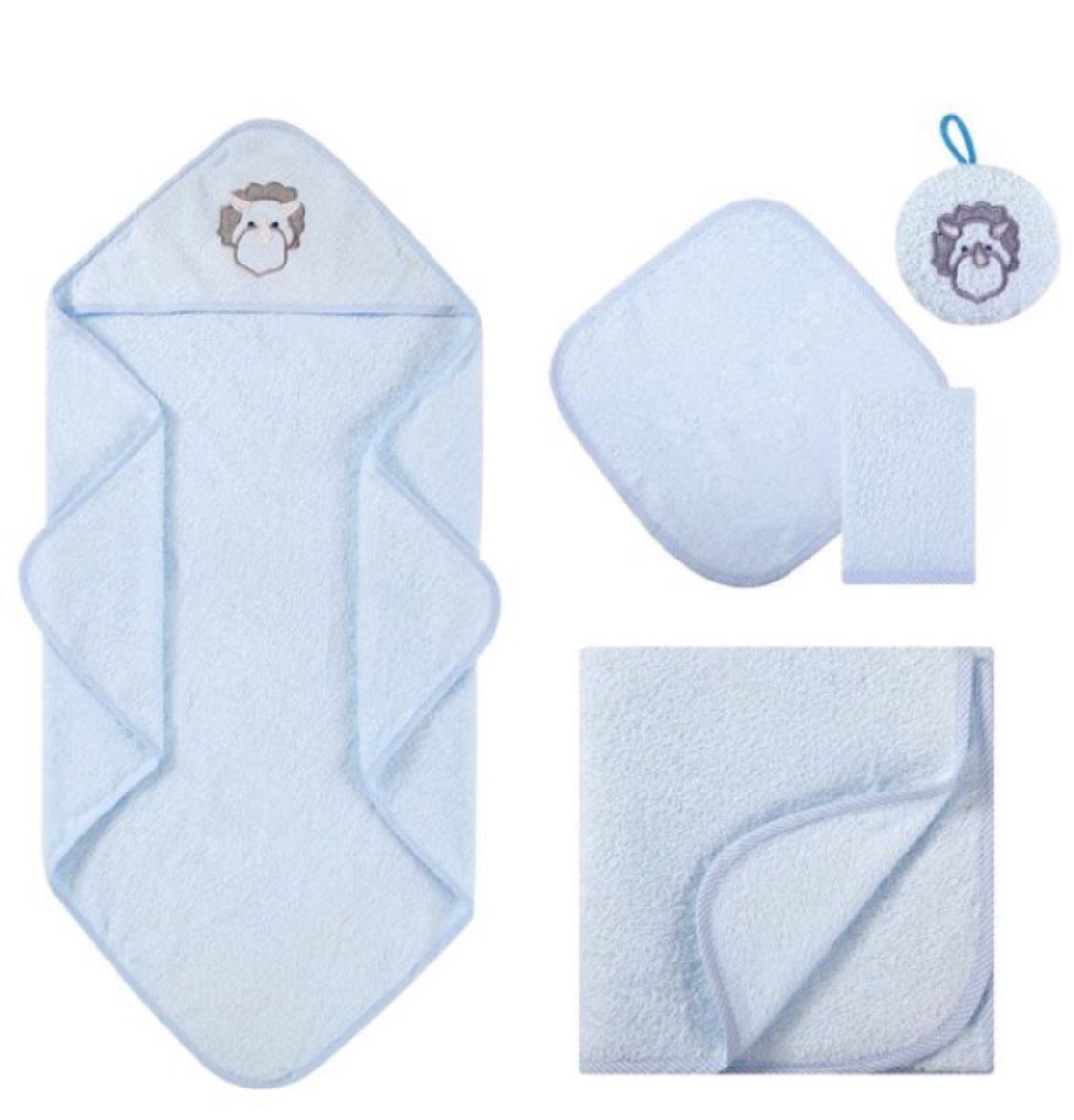 Baby Hooded Bath Towel Set for Boys Girls, Baby Bath Towels, Washcloths, Hooded Towel Cotton Terry for Newborn and Infants