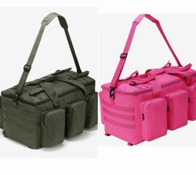 3 In 1 Military Duffel Bag 50L Gym Bag （army green& pink) Convertible Backpack