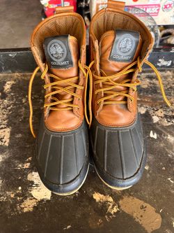 Gourmet Duck Boots Brown Black Leather Rubber Lace Up Men's Size 9