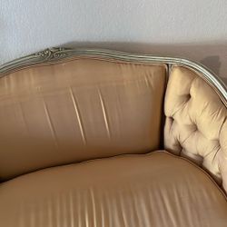 French Love Seat In Yellow Silk
